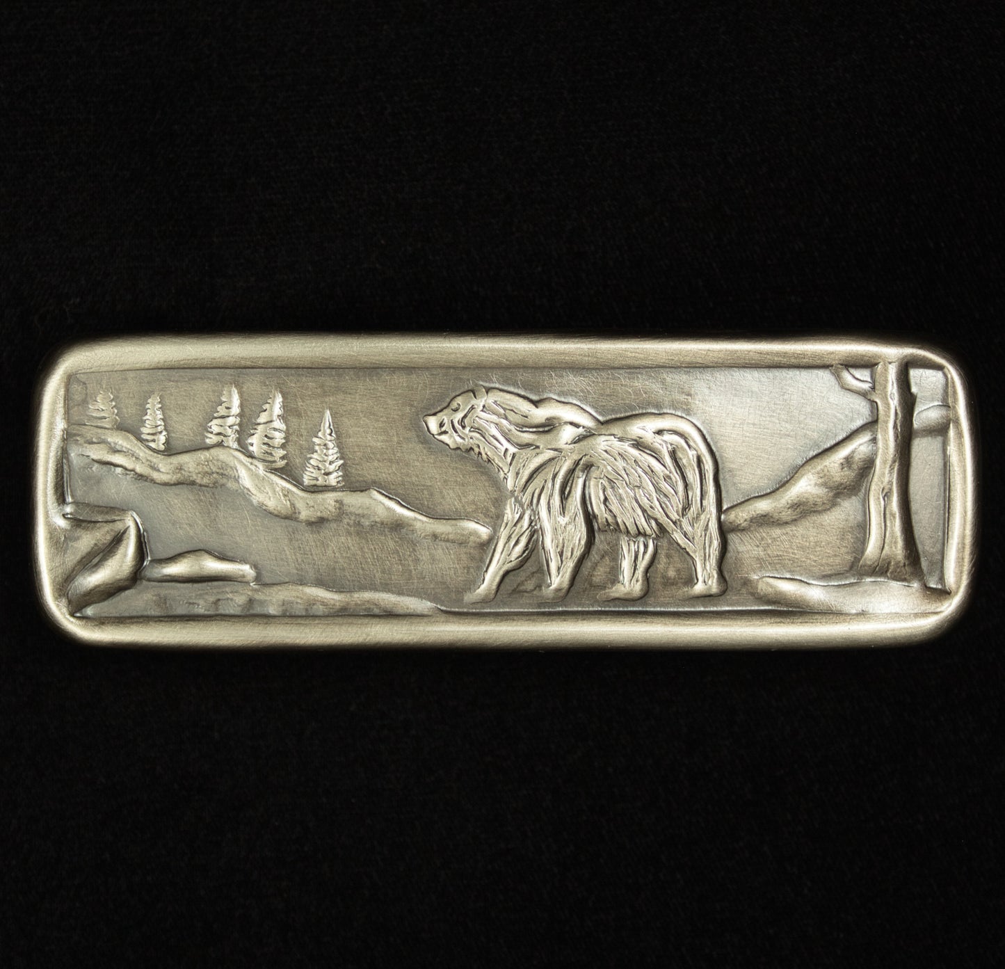 Bear Drawer Pull, 1.5"x 4.5", Nickel/Silver