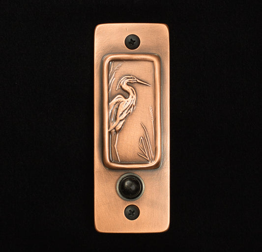 Heron Doorbell, 2"x 5.5", Copper
