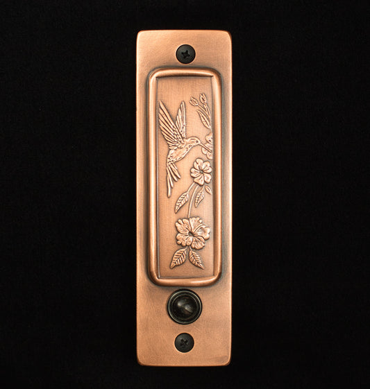 Tall Hummingbird Doorbell, 2" x 7", Copper