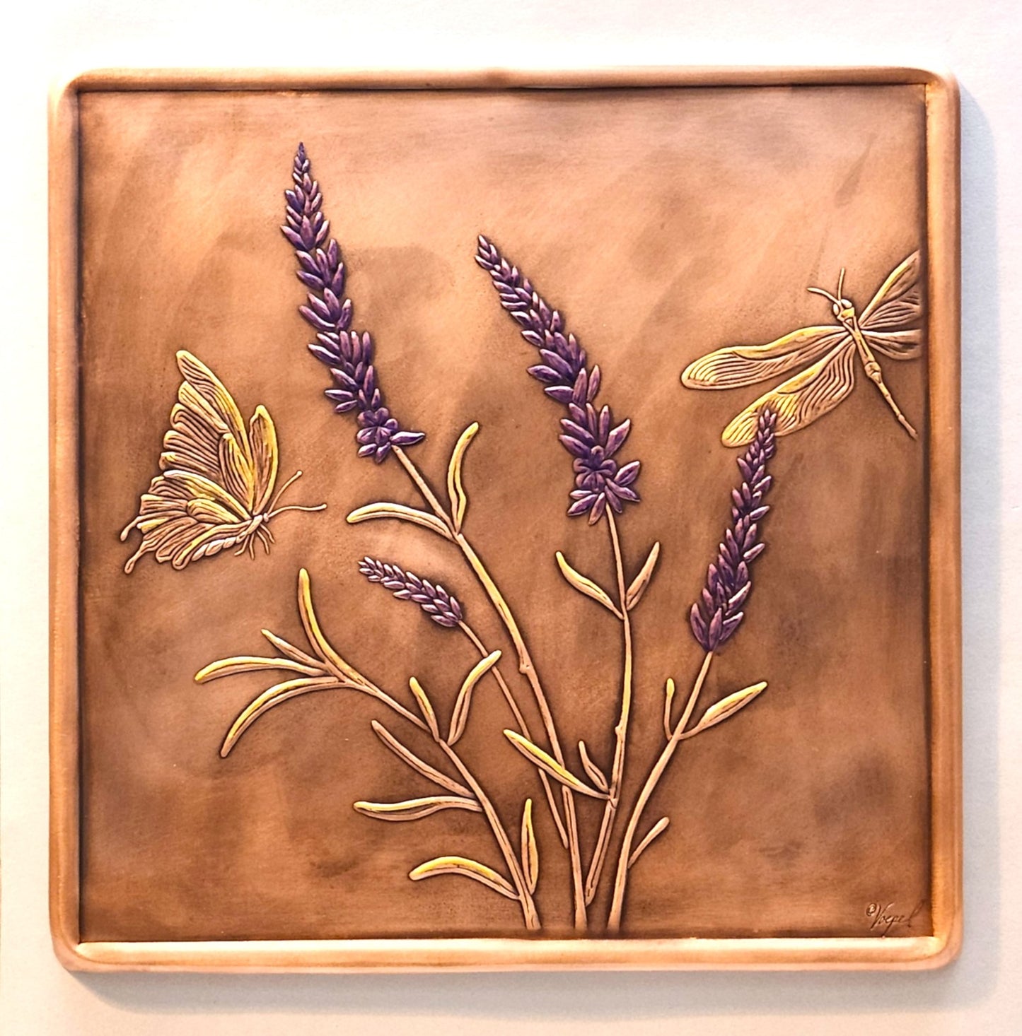 12"x 12", Patinaed Lavender Copper Tile