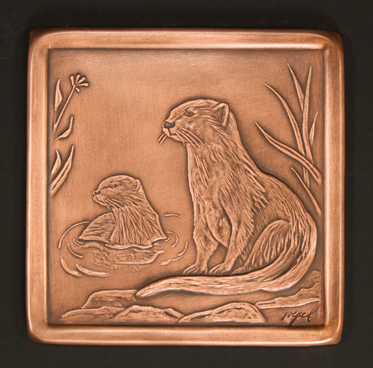 River Otters Tile, 6" x 6".