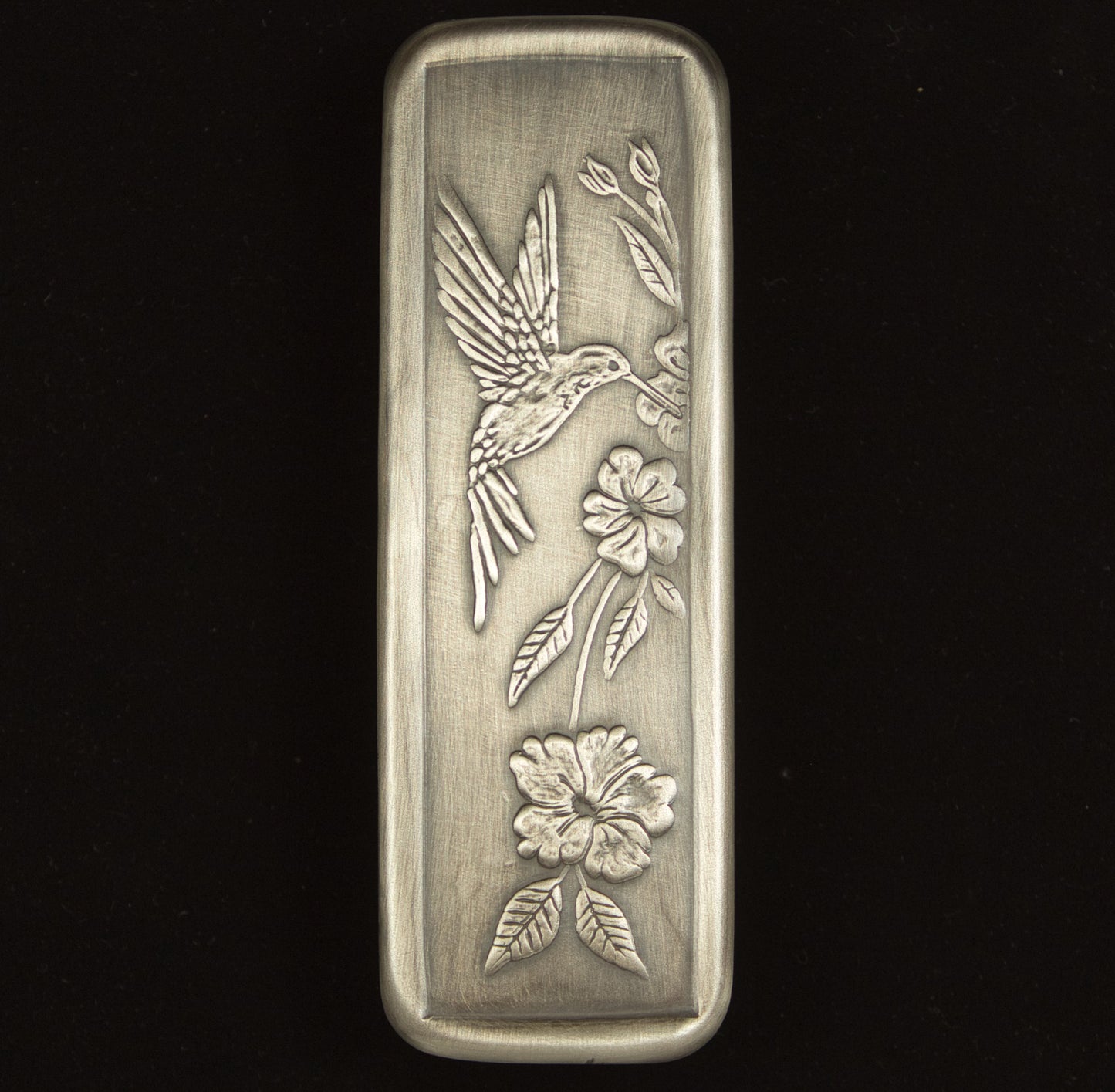 Tall Cabinet Pull, Hummingbird Facing Right, Nickel/Silver, 1.5" x 4.5".