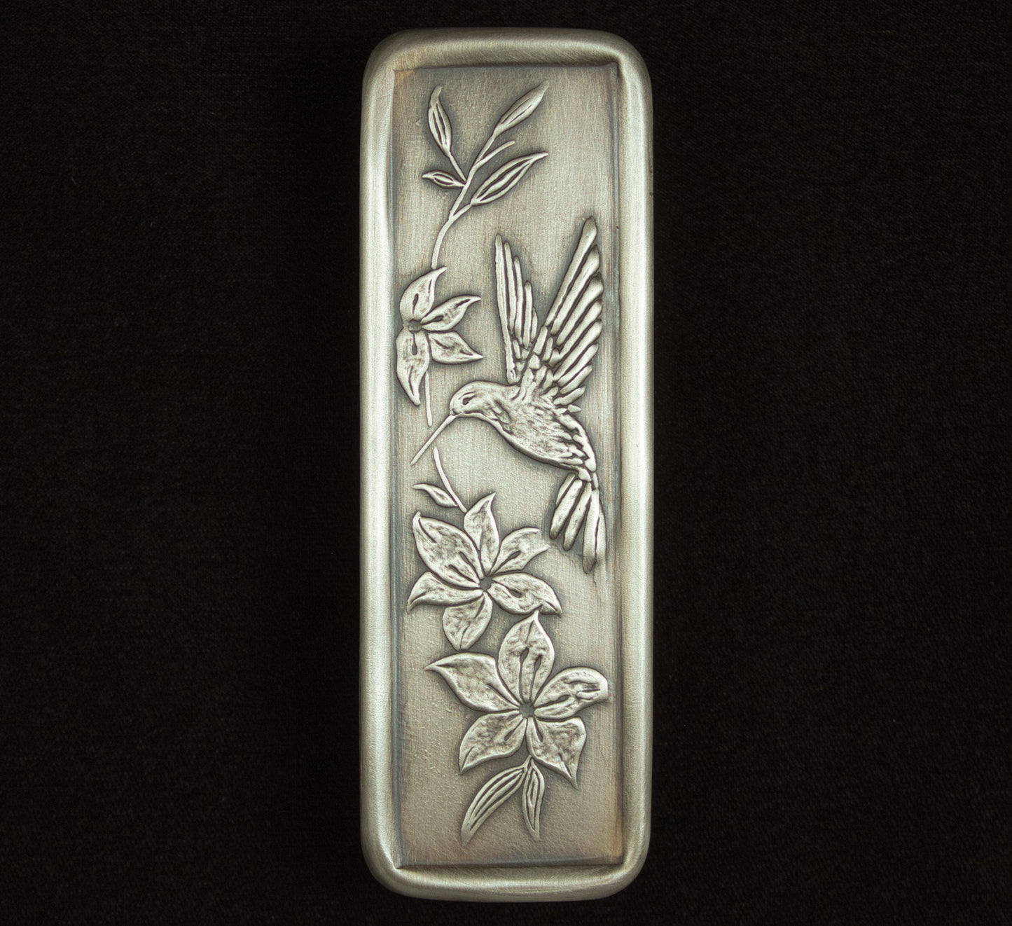 Tall Cabinet Pull, Hummingbird Facing Left, Nickel/Silver, 1.5" x 4.5"