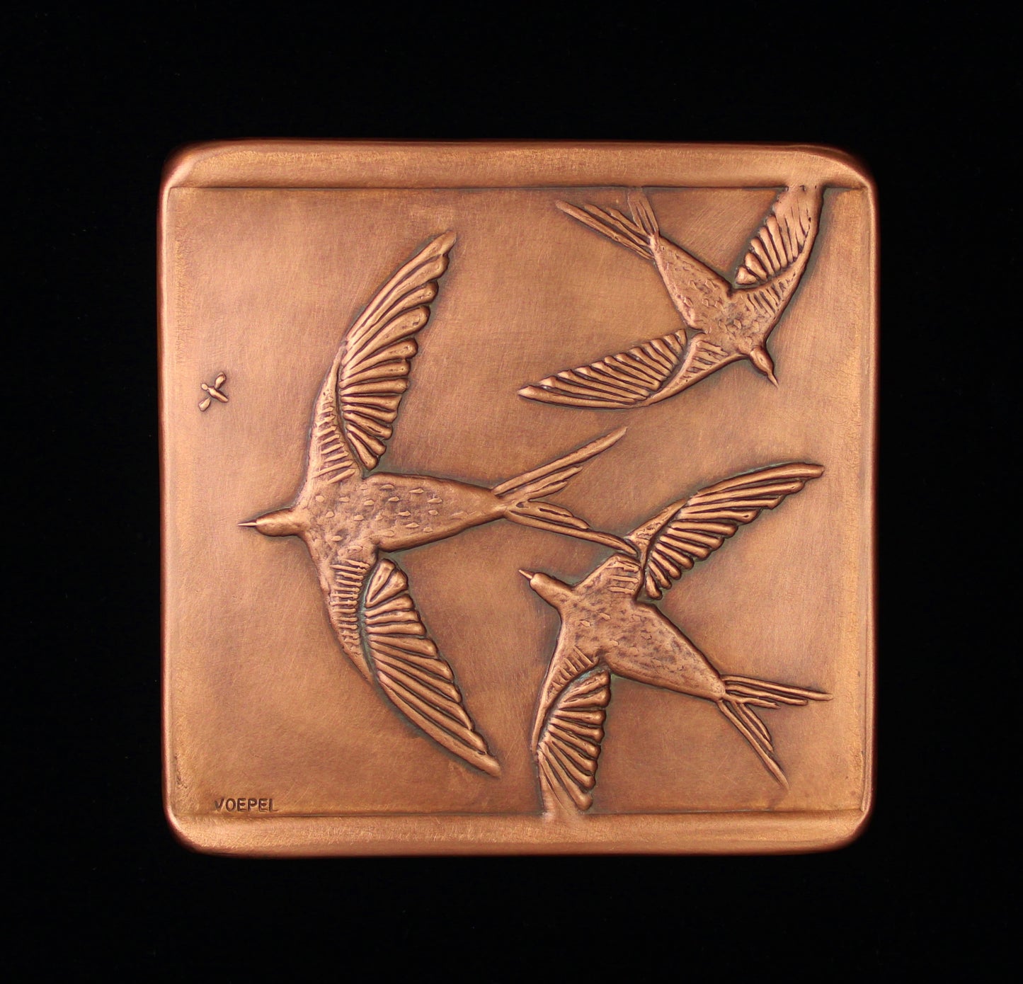 Swallows in Flight Copper Tile, Facing Left, 6"x 6" x 1/4",SWFTL66