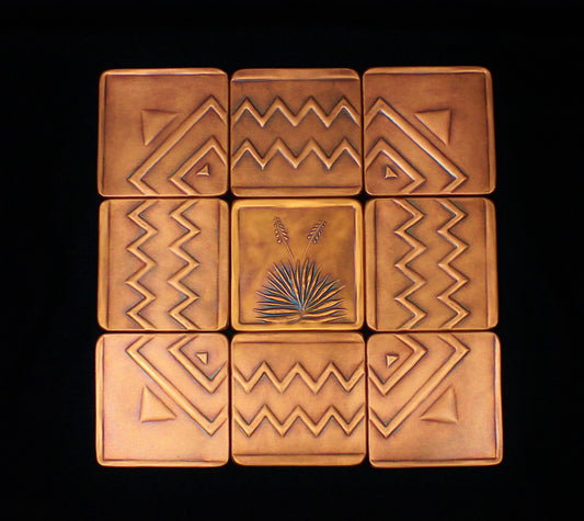 Southwest Yucca Mural, Copper, 18" x 18" x 1/4", SWYM1818