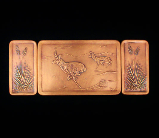 Pronghorn Antelope and Yucca Mural, Copper, 6" x 15"x 1/4", PAYM615