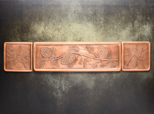 Pinecone Mural, 6" x 30", Copper, 3 Tiles