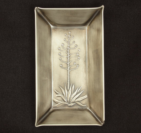 Agave Valet Tray, Nickel/Silver, 4"x 7"x 3/4"