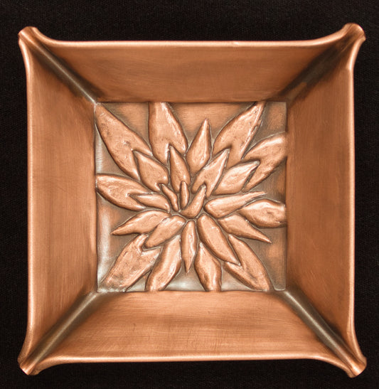 Agave Flower Catchall/Jewelry Tray, Copper, Handmade, 4" x 4", AFR44