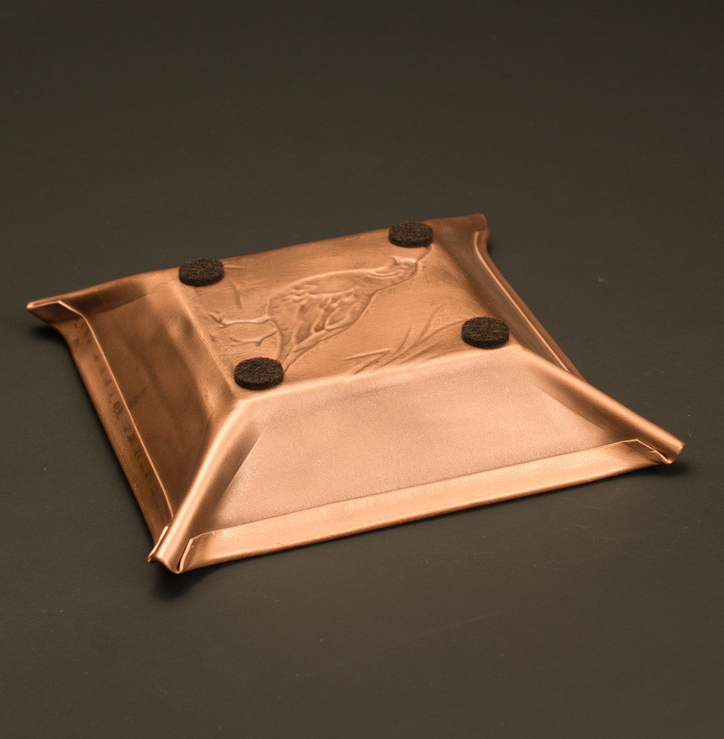 Wolf Catchall/Jewelry Tray, Copper, Handmade, 4"x4"