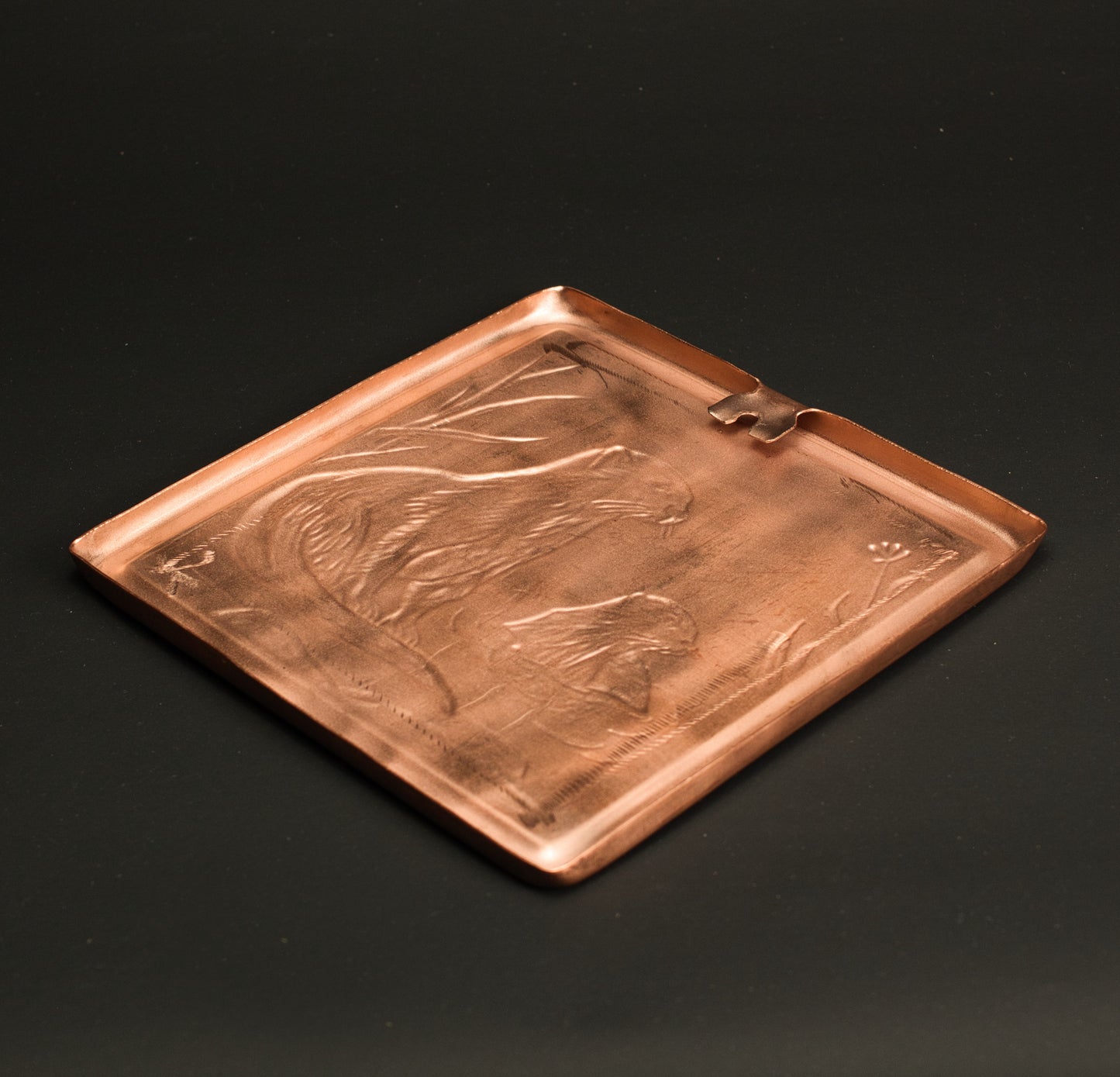 Swallows in Flight Tile, Copper, Handmade Tile, Facing Left, 6"x 6" x 1/4", SWFTL66