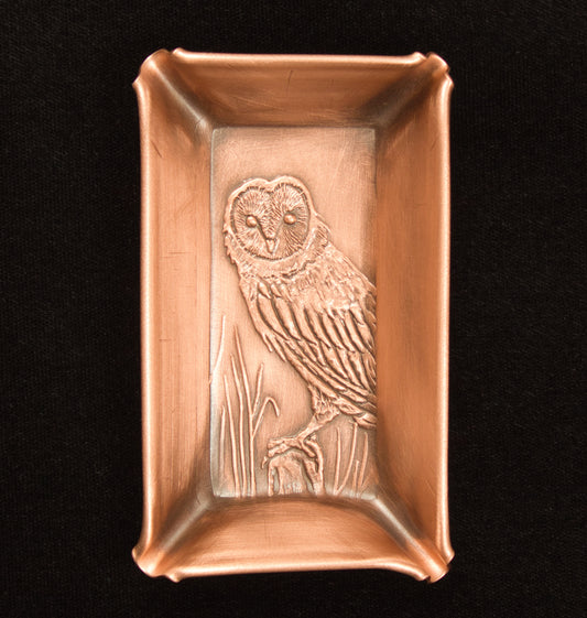 Barn Owl Handmade Mini Ring Tray, 2" x 3.5", BOMR23