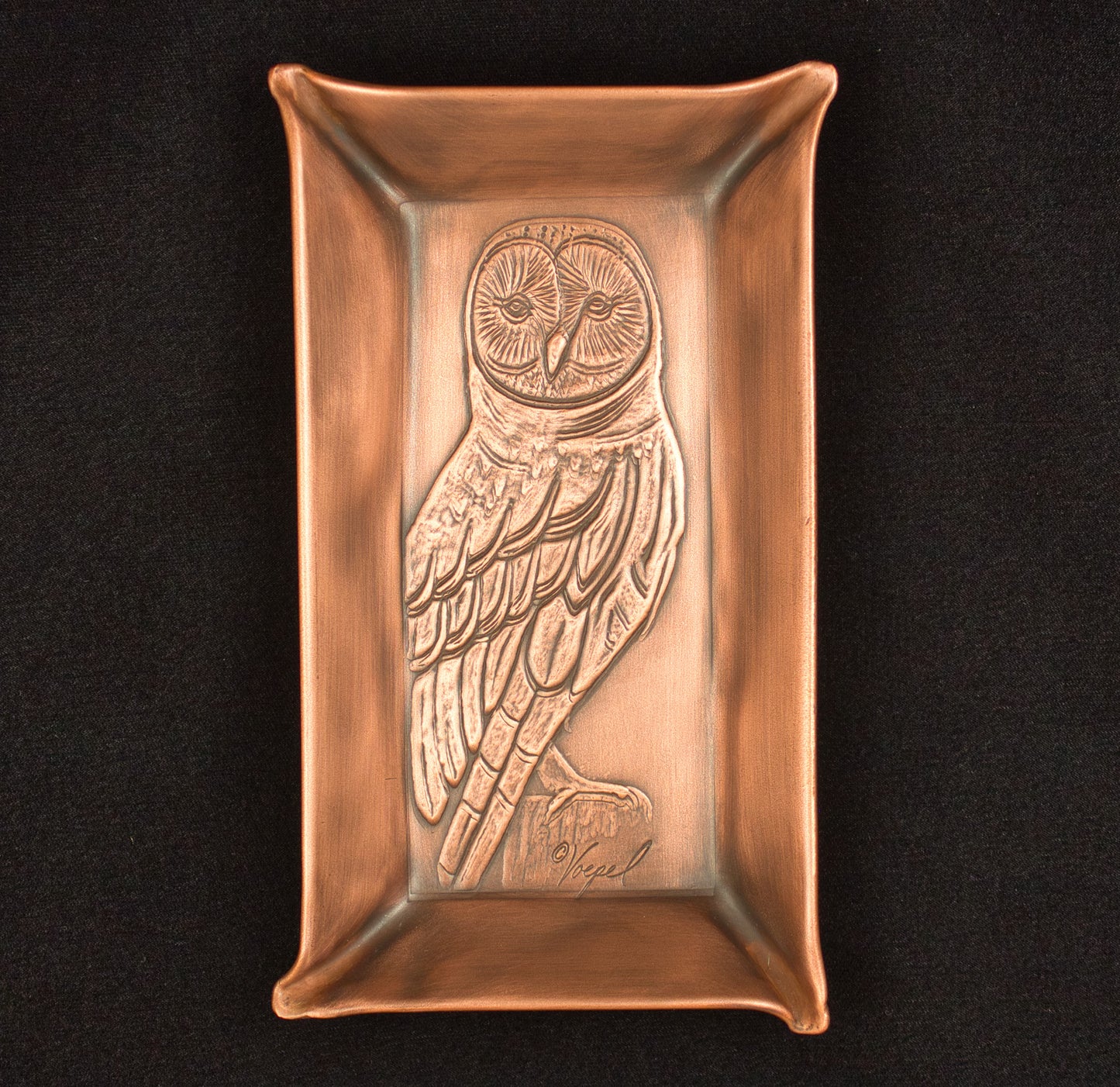 Barn Owl Valet Tray, Copper, Handmade, 4"x 7"