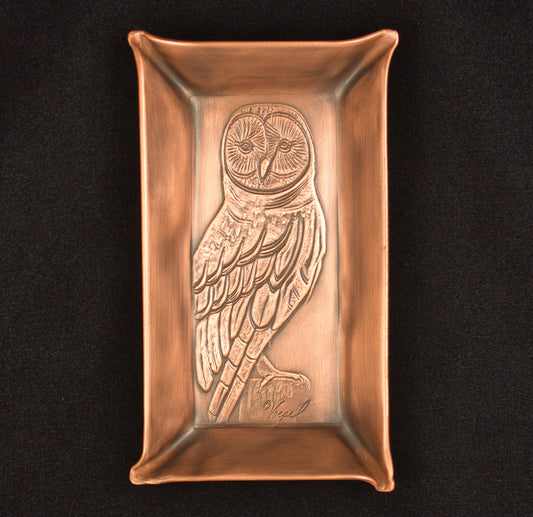 Barn Owl Valet Tray, Copper, Handmade, 4"x 7"