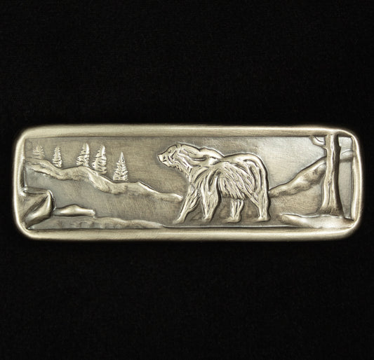 Bear Drawer Pull, 1.5"x 4.5", Nickel/Silver