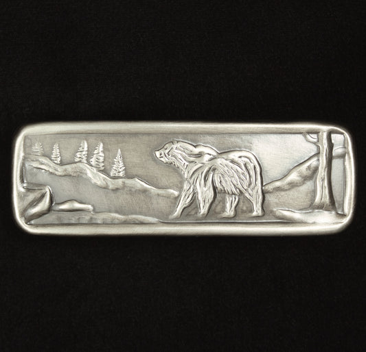 Bear Drawer Pull, 1.5"x 4.5", Nickel/Silver