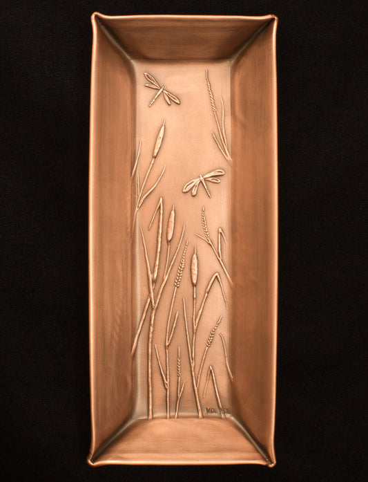 Dragonflies/Cattails Valet Tray, 4" x 10" x 1"