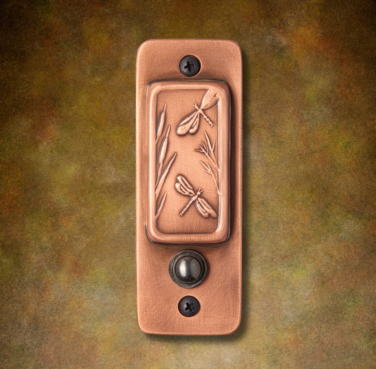 Dragonfly Doorbell, Copper, 2" x 5.5"
