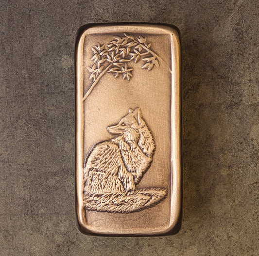 Fox Cabinet Pull, Bronze, Facing Left, 1.5" x 3".