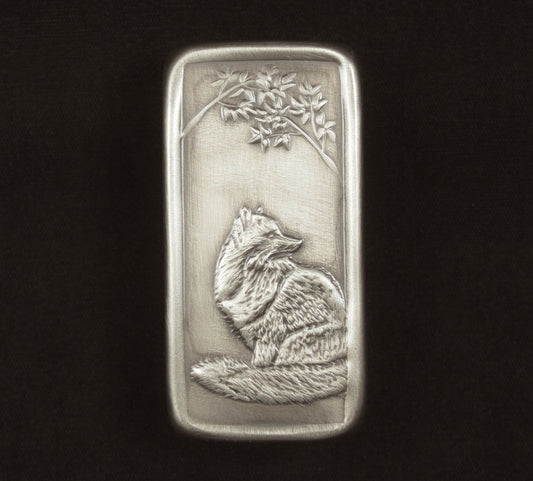 Fox Cabinet Pull, Nickel/Silver, Facing Right, 1.5" x 3"