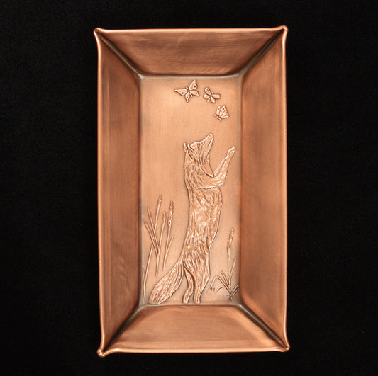 Fox Chasing Butterflies Valet Tray, 4" x 7" x 3/4"