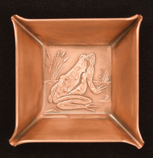 Frog Catchall/Jewelry Tray, Copper, Handmade, 4" x 4"