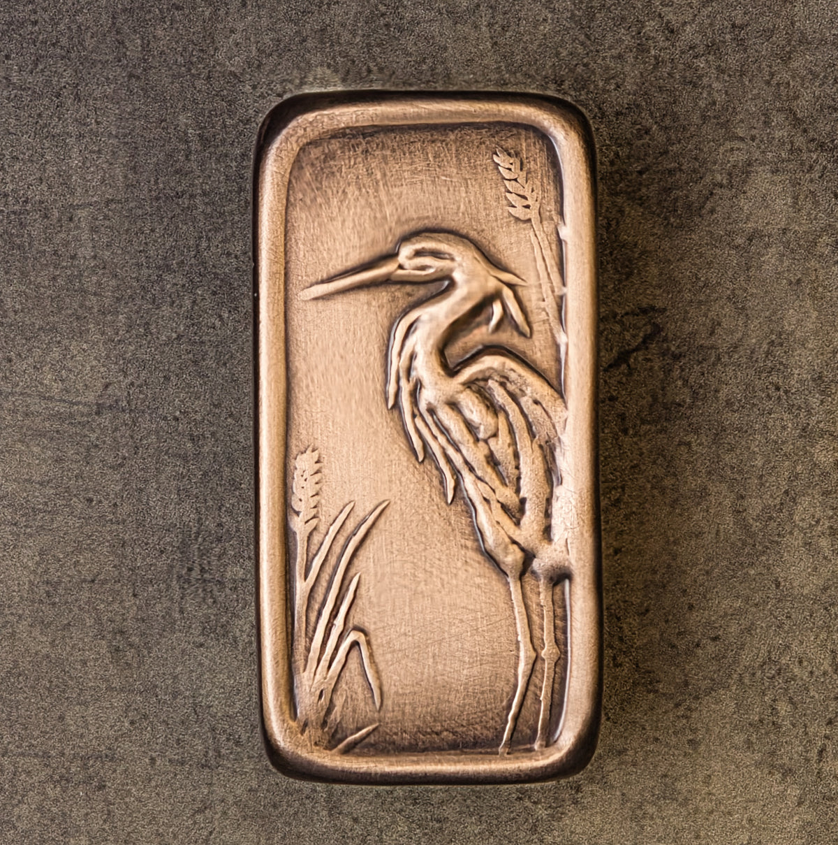 Heron Cabinet Pull, Bronze, Facing Left, 1.5" x 3".