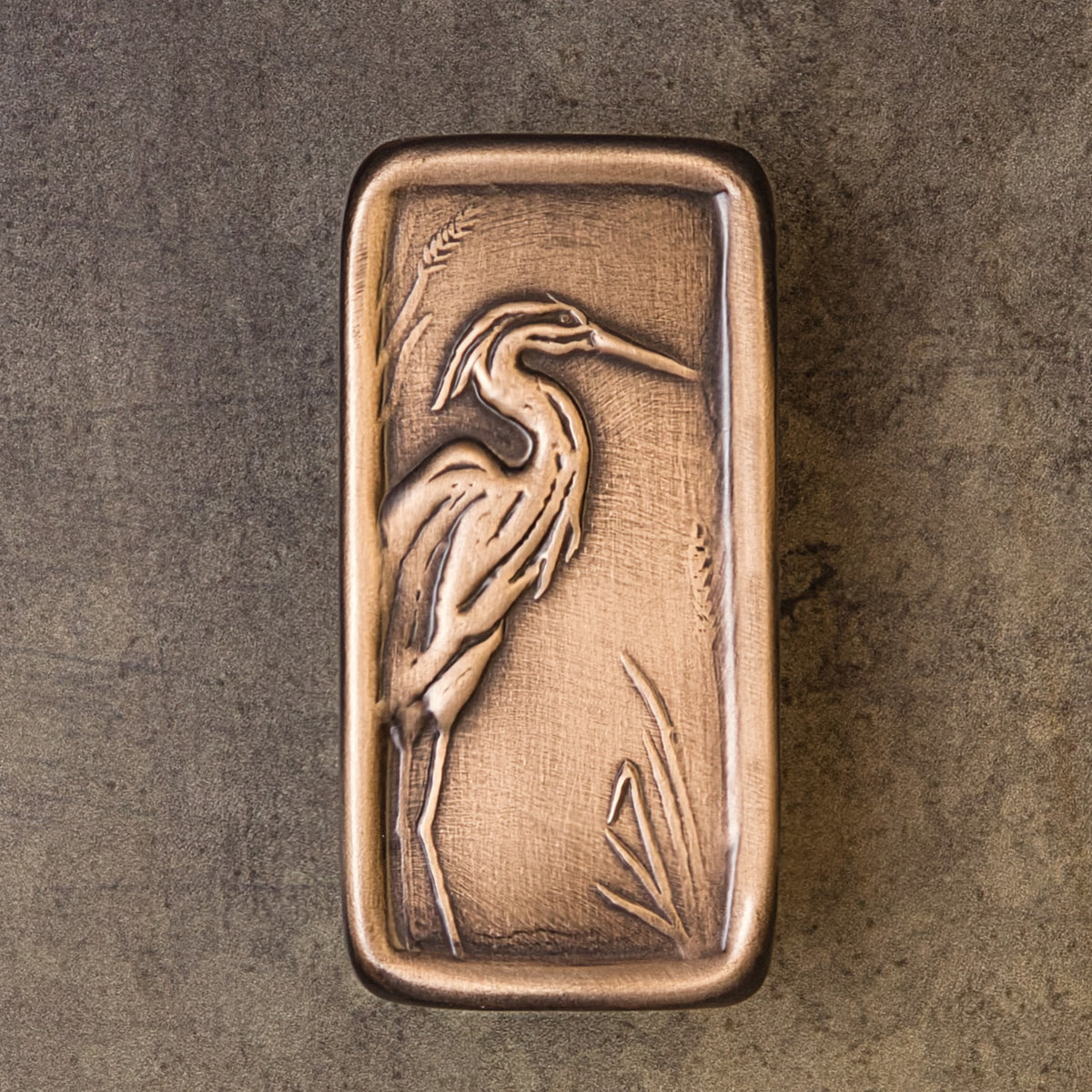 Heron Cabinet Pull, Bronze, Facing Right, 1.5" x 3".