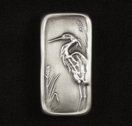 Heron Cabinet Pull, Nickel/Silver, Facing Left, 1.5" x 3"
