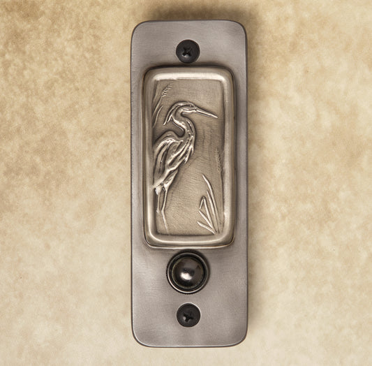Heron Doorbell, Nickel/Silver, 2" x 5.5"