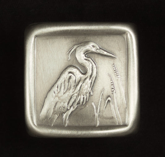 Heron Knob, Nickel/Silver, 1.5" x 1.5", Facing Right
