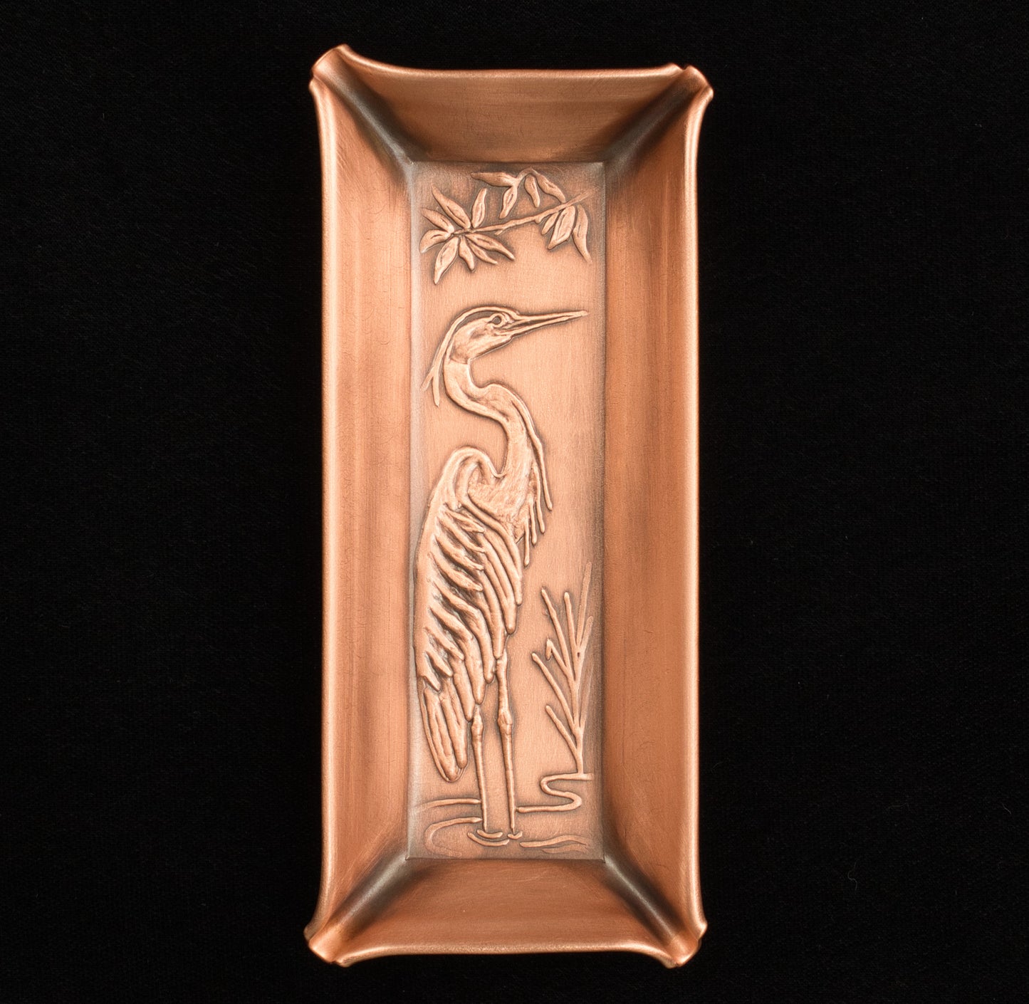 Heron Mini Jewelry Tray, Copper, Handmade, 2" x 5" x 1/2"