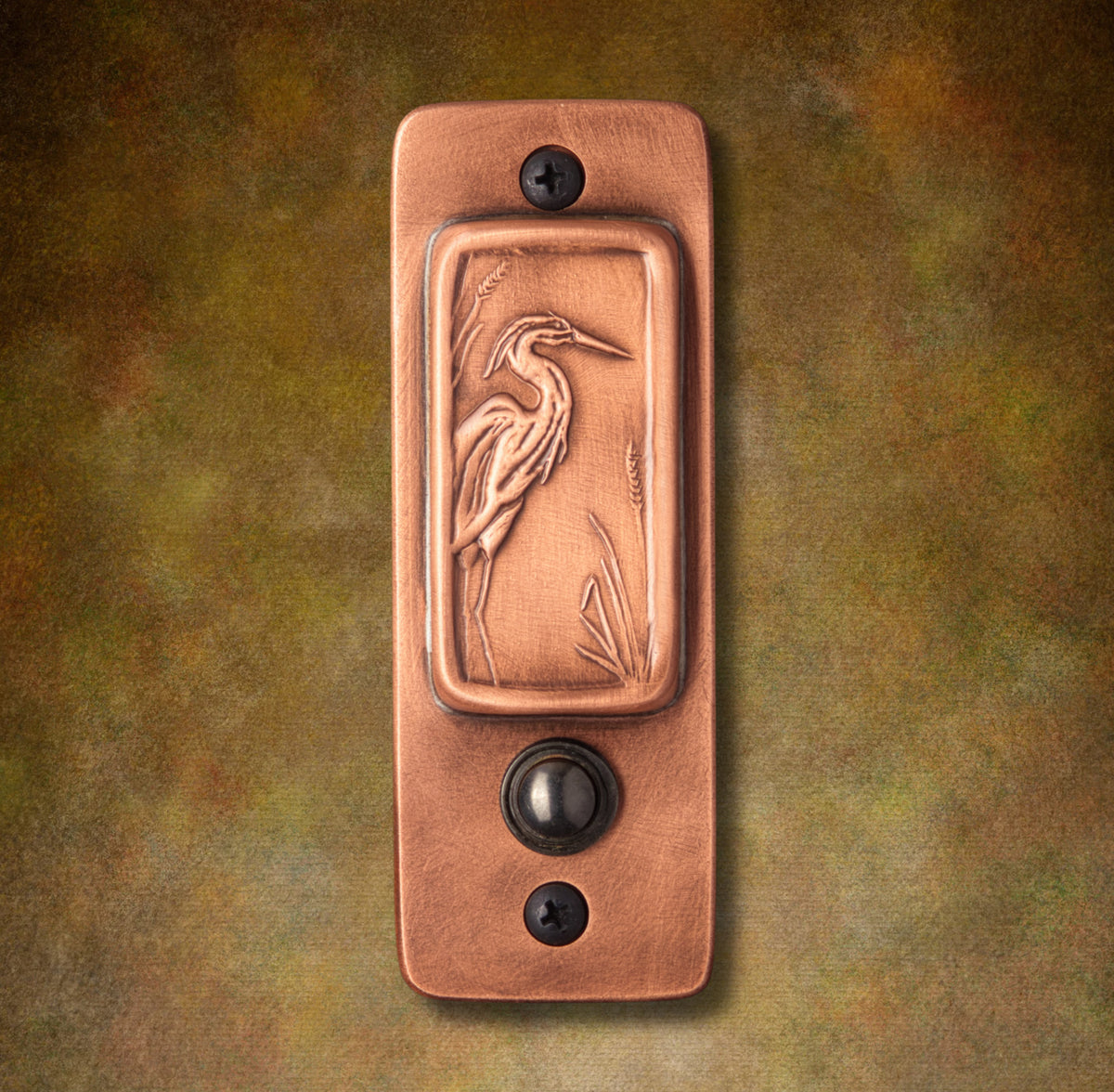 Heron Doorbell, 2"x 5.5", Copper