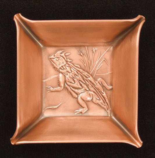 Handmade Horned Toad Lizard Tray, 4" x 4", HTR44
