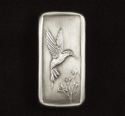 Hummingbird Cabinet Pull, Nickel/Silver, Facing Right, 1.5" x 3"