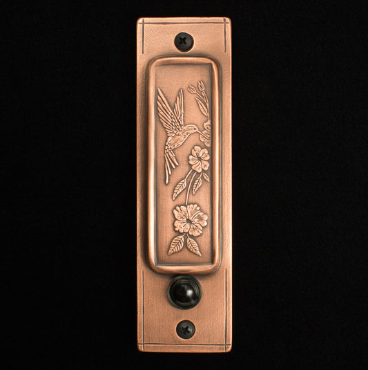 Tall Hummingbird Doorbell, 2" x 7", Copper