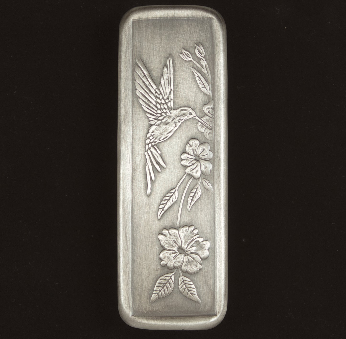 Tall Cabinet Pull, Hummingbird Facing Right, Nickel/Silver, 1.5" x 4.5".