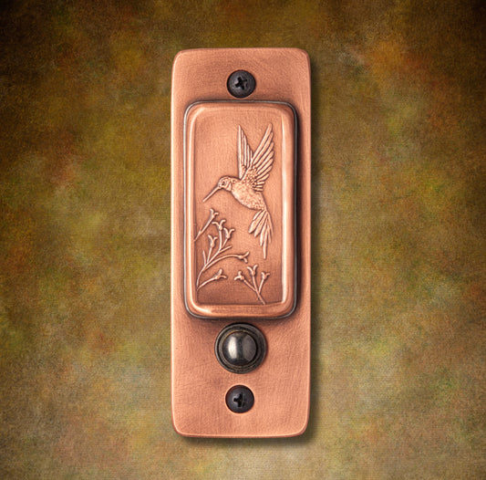Hummingbird Doorbell, 2" x 5.5", Copper