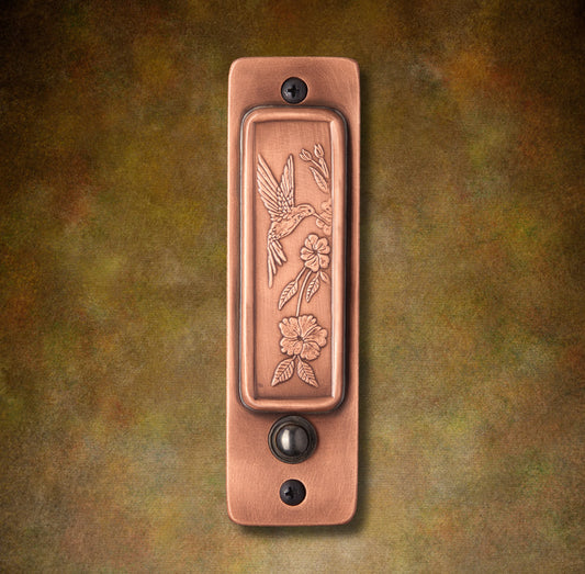 Tall Hummingbird Doorbell, 2" x 7", Copper