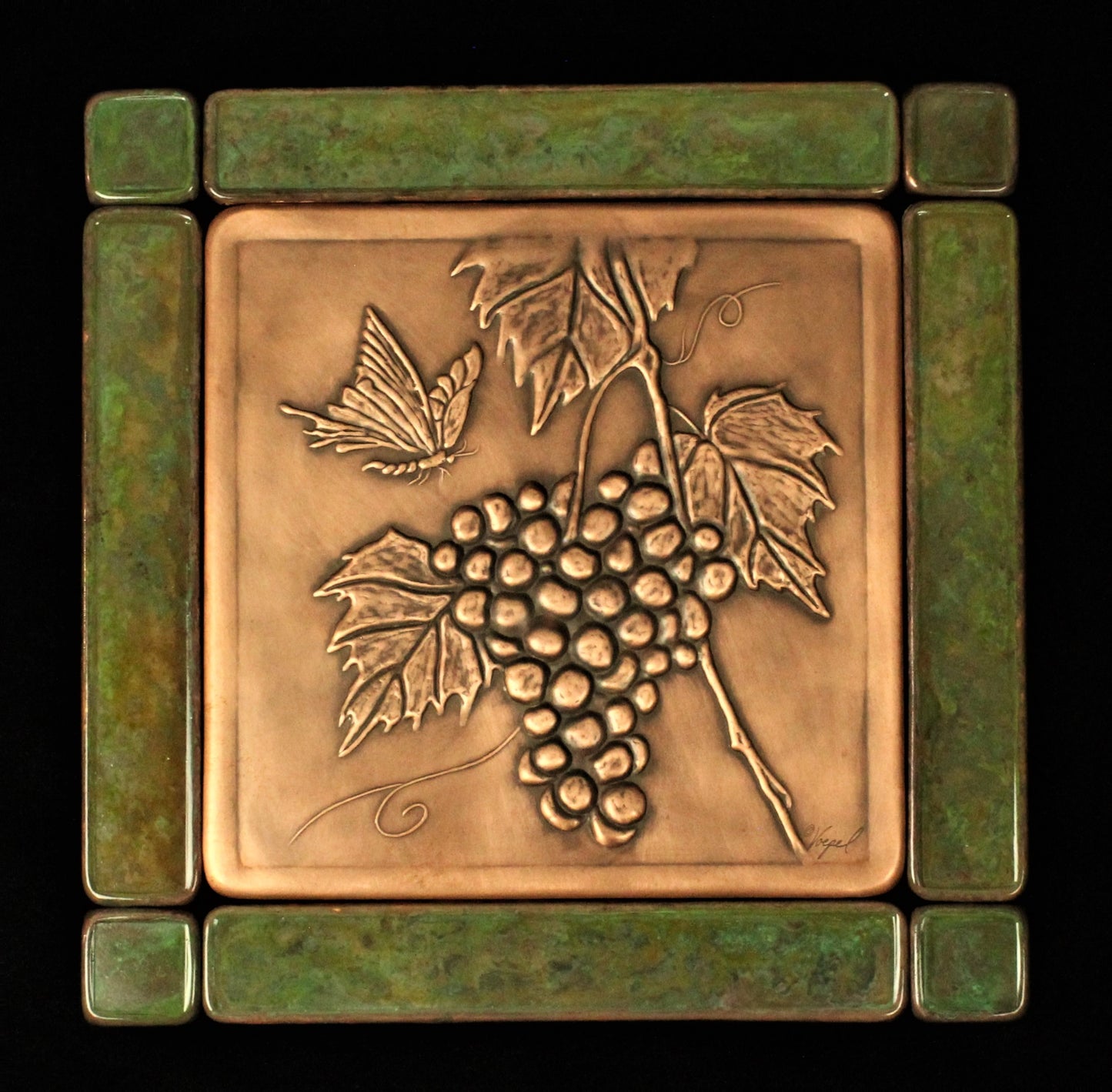 Vineyard Tile with Trim Tiles, 12"x 12", Copper