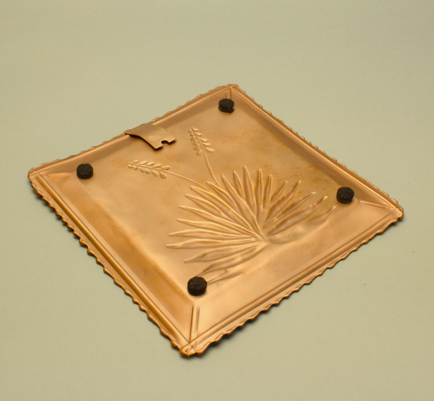 Patinaed Yucca Copper Tray, 7"x 7",