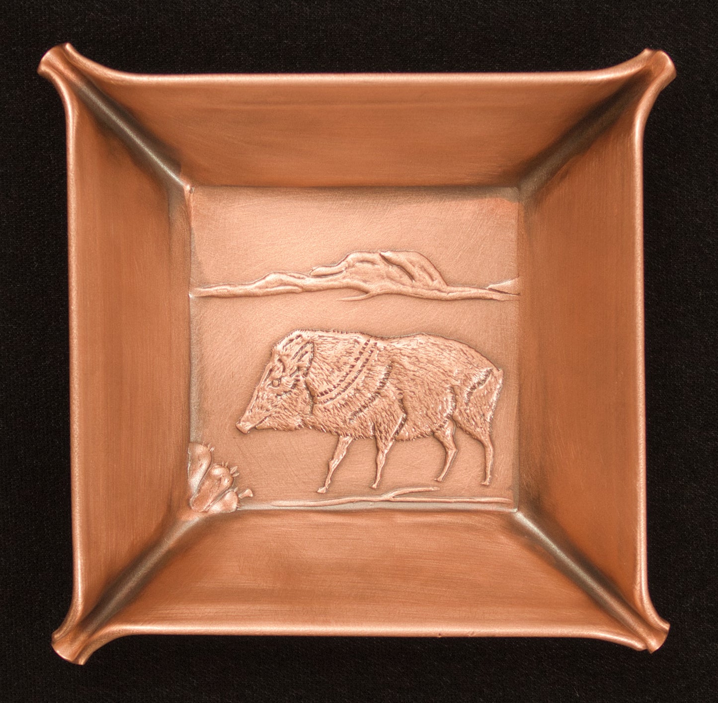Javelina Catchall/Jewelry Tray, Copper, Handmade, 4" x 4", JAR44