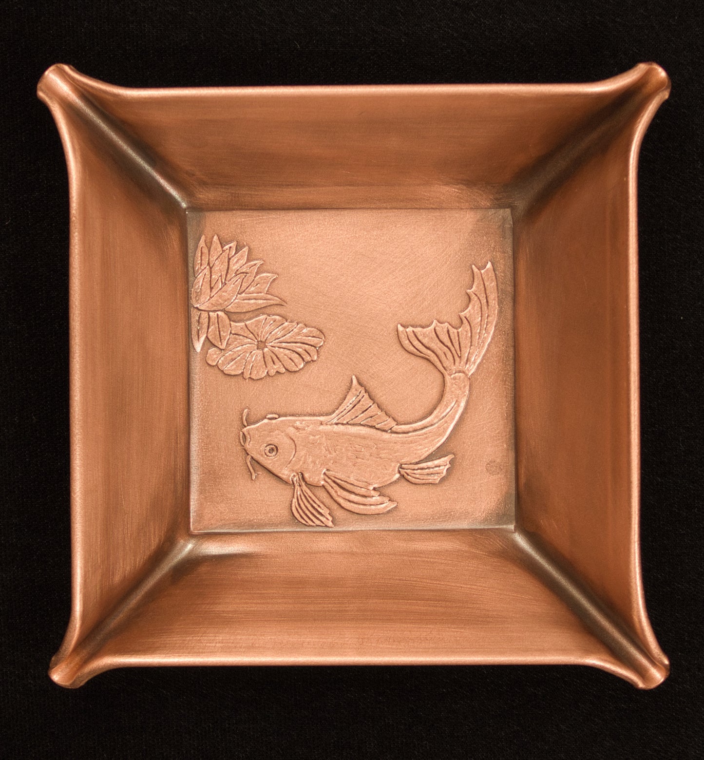 Koi Catchall/Jewelry Tray, Copper, Handmade, 4"x 4"