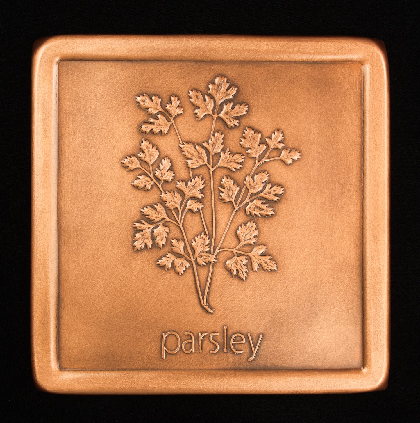 Parsley Tile, Copper, Handmade, 6" x 6" x 1/4"