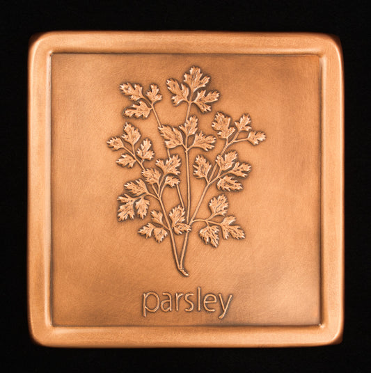 Parsley Tile, Copper, Handmade, 6" x 6" x 1/4"