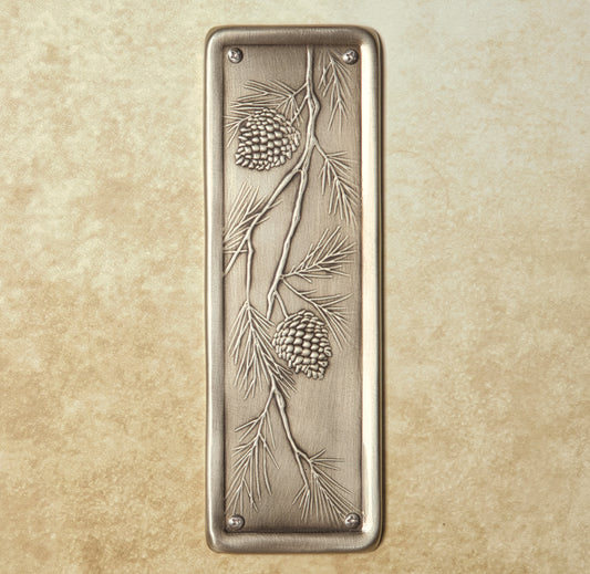 Pinecone Push Plate, Nickel/Silver, 3" x 9"