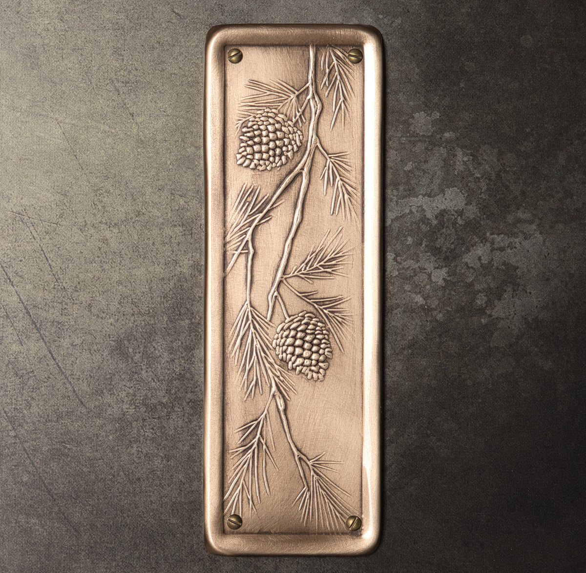 Pinecone Push Plate, Bronze, 3" x 9"