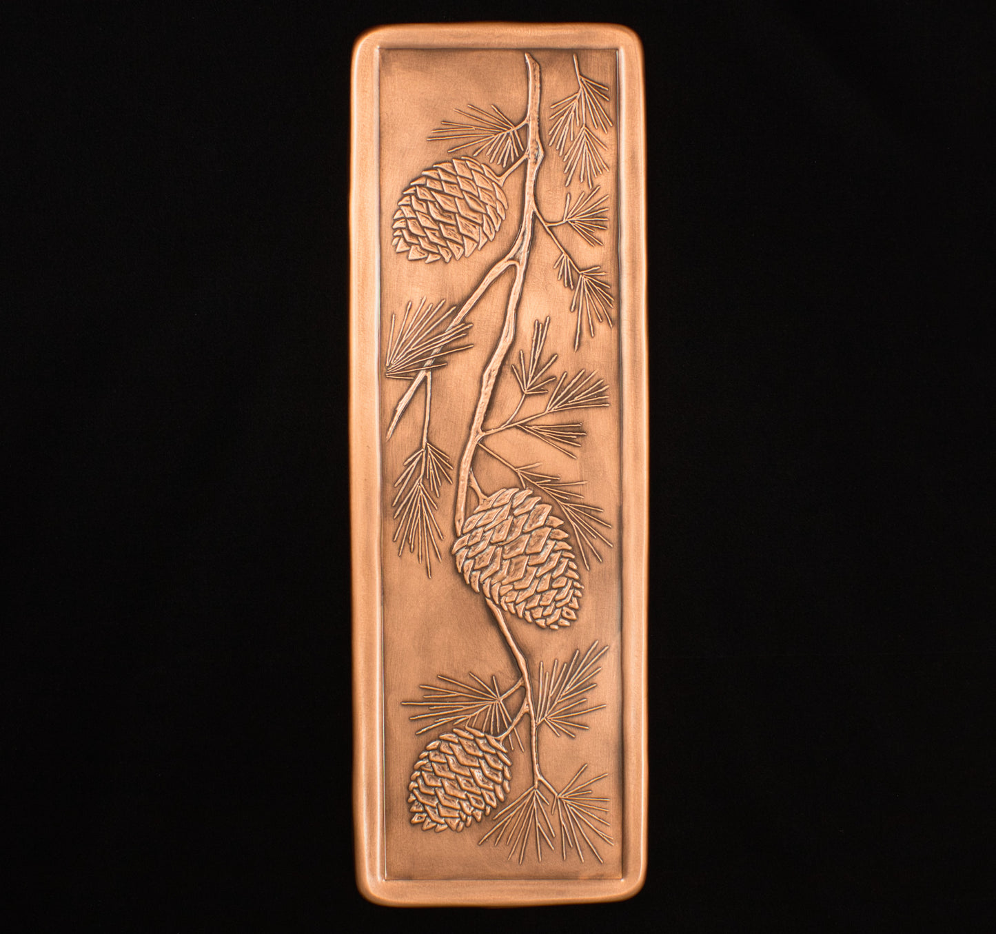 Large Pinecone Tile, 6" x 18" x 3/8", Copper, Handmade