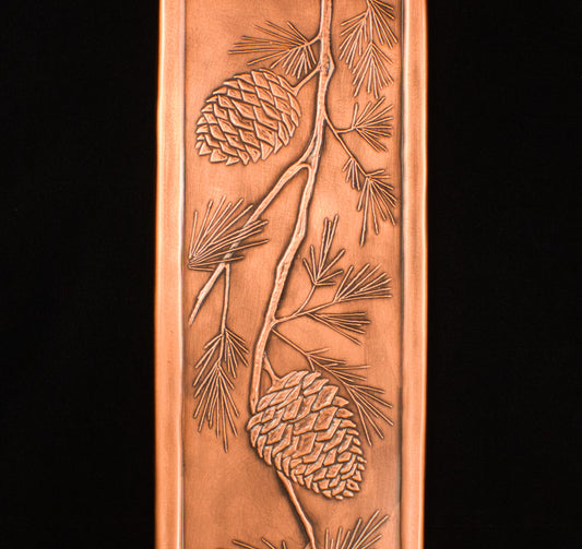 Large Pinecone Tile, 6" x 18" x 3/8", Copper, Handmade
