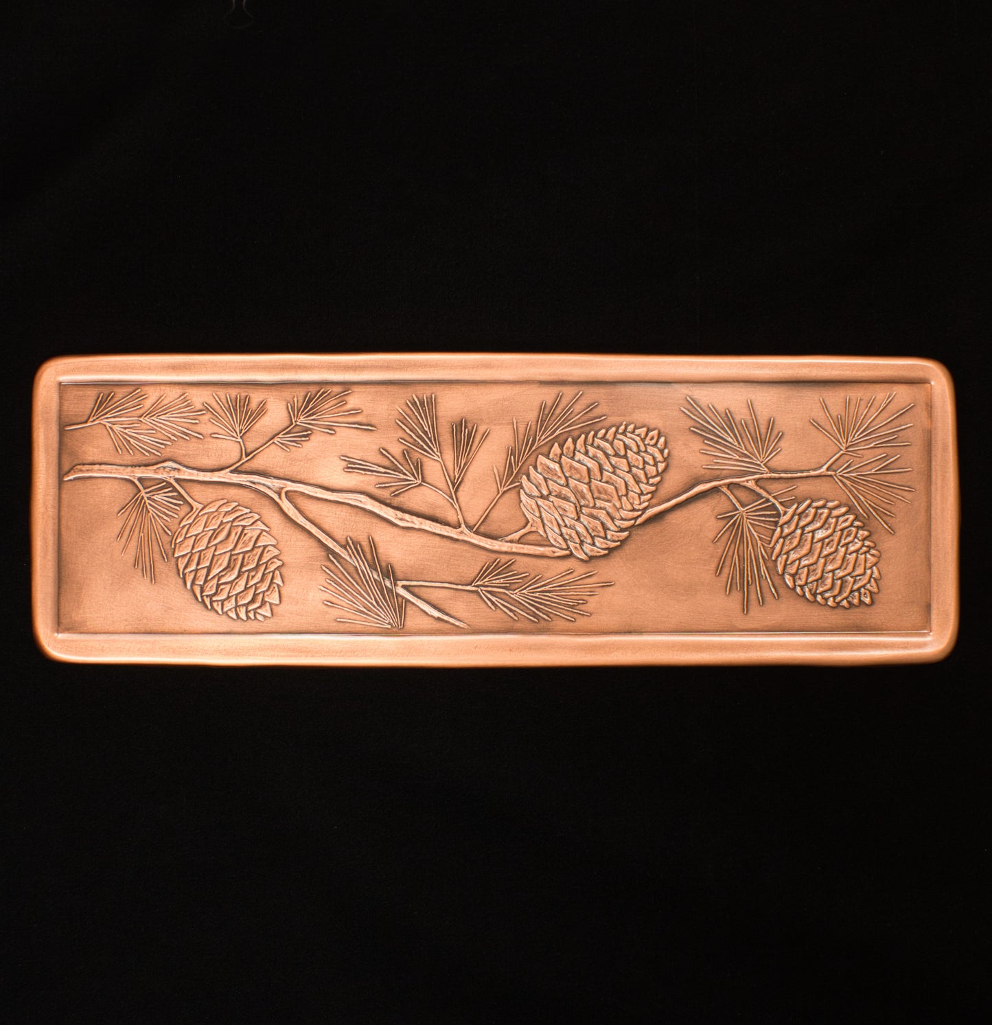 Large Pinecone Tile, 6" x 18" x 3/8", Copper, Handmade